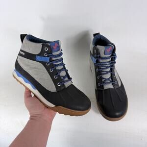 Forsake Duck Boot Women's 8 Gray Black Suede Lace-Up Ankle Round Toe Waterproof